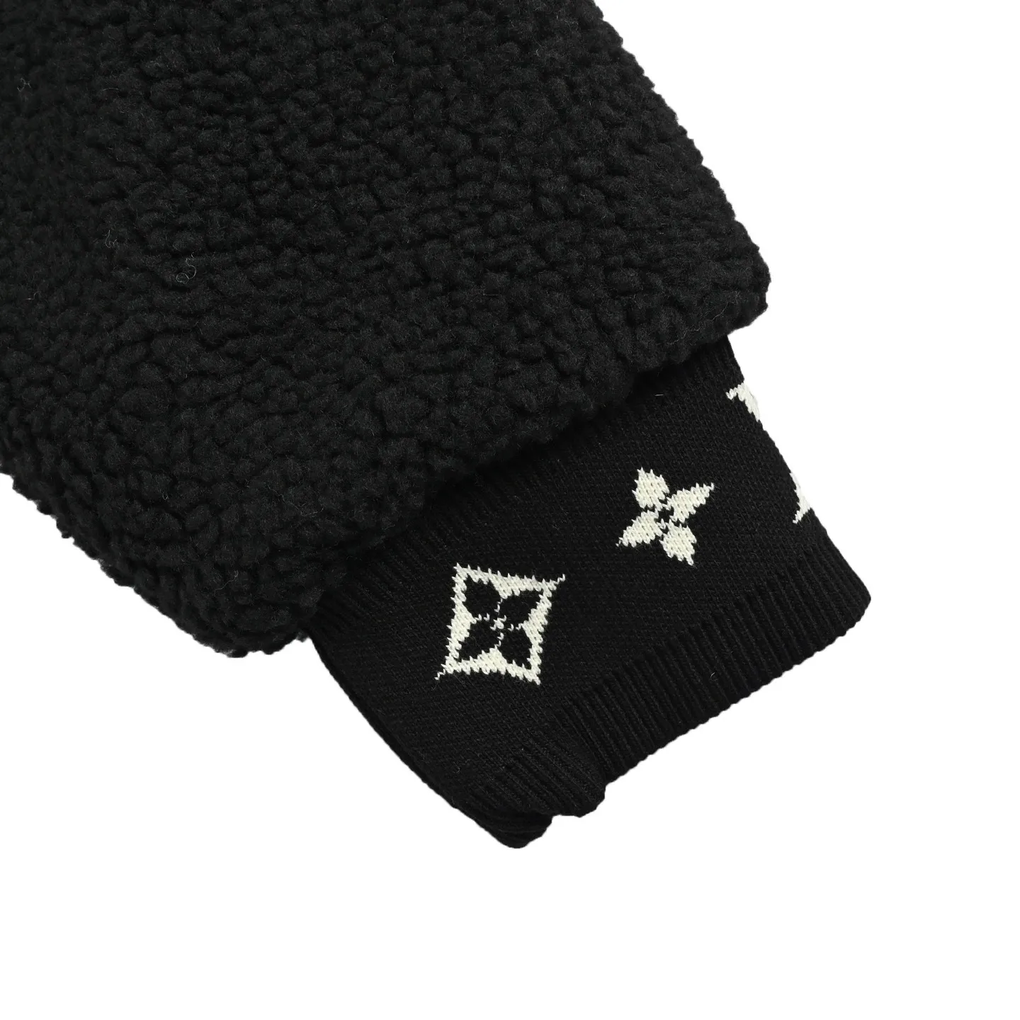 Louis Vuitton/Louis Vuitton 24Fw leather sherpa stand collar jacket (Black)